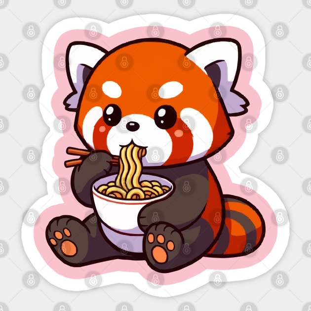 cute red panda ramen enthusiast Sticker by fikriamrullah